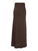 Brown Long Skirt  with Volant Detail at the End in Satin Woman