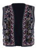 'Coco' Black Sleeveless Vest with All-Over Embroidery in Cotton Woman
