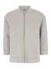 Beige Zip-Up Cardigan in Elasticized Fabric Woman