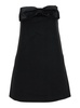 Black Sleeveless Mini Dress with Bandeau and Beaded Oversize Bow in Tech Fabric Woman