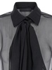 Black Shirt with Classic Collar and Neck Scarf in SIlk Woman