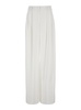 White Wide Pants with Pences in Fabric Woman