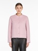 'Susanna' Blue Cropped Jacket with Korean Collar in Virgin Wool Woman