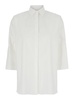 White Oversized Shirt with Classic Collar and Three-Quarter Sleeves in Cotton Woman