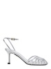 'Ally-75' Metallic Pumps with Adjustable Ankle Strap and Heel in Leather Woman