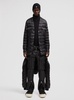 Black Down Jacket with Logo Patch on the Sleeve and Snap Buttons in Tech Fabric Man
