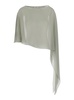 'Melone' Green Top with Boat Neckline and Asymmetric Design in Silk Woman
