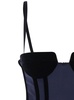 'Anemone' Blue Midi Dress with Bustier-style Neckline and Rear Slit in Wool Blend Stretch Woman