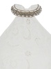 'Isabel' White Long Dress with Halterneck and All-Over Embroidery in Cotton Woman