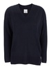 Blue Sweater with V Neck in Wool Woman