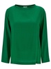 Green Long-Sleeved Blouse in Stretch Silk Woman