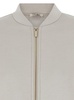 Beige Zip-Up Cardigan in Elasticized Fabric Woman