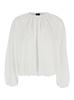 White Top with Dropped Shoulders and Curlsin Fabric Woman