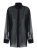 Black Shirt with Buttons in Stretch Silk Woman