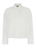 White Shirt with Lace Embroidery and Classic Collar in Cotton Woman
