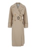 Beige Double-Breasted Trench Coat with Waist Belt in Cotton Blend Woman
