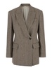 Brown Single-Breasted Jacket with Peak Revers in Wool Blend Stretch Woman