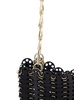 Black Shoulder Bag with Two Chain-Link Shoulder Straps and Logo Engraved Discs in Leather Woman