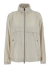 Moncler Grenoble 'Negara' Beige Jacket With Logo Print On The Front And Removable Hood In Tech Fabric Man