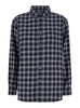 Blue Shirt with Classic Collar and All-Over Check Motif in Flannel Woman