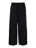 Black Pants with Hidden Front Closure and Turn-Up Edges in Fabric Woman