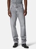 Grey Washed Jeans with High Waist and Logo Patch in Denim Man