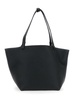 'Park Tote Three' Black Shopper with Flat Handles and Internal Clutch in Hammered Leather Woman