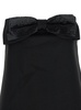 Black Sleeveless Mini Dress with Bandeau and Beaded Oversize Bow in Tech Fabric Woman