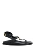 'Kizzi' Black Sandals with Ankle Strap and Logo on the Insole in Leather Woman