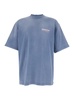 Blue Crewneck T-Shirt with Logo Detail on the Front and Logo Print on the Rear in Cotton Man