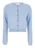 Light Blue Cropped Crewneck Cardigan in Cotton and Cashmere Blend Woman