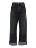 'Fran' Black Bootcut Jeans with Cuffs in Denim Woman