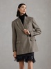 Brown Single-Breasted Jacket with Peak Revers in Wool Blend Stretch Woman