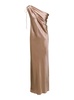 Beige Mono-Shoulder Long Dress in Satin Woman