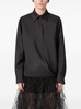 Black Shirt with Hidden Front Closure in Wool Blend Woman