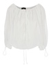 'Wilma' White Top with Long Balloon Sleeves in Cotton Woman