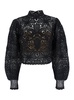 Black Crop Top with Floral Design in Viscose Blend Woman