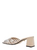 'Vittoria' Metallic Rhinestoned Sandals with Block Heel in Leather Woman