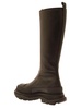 'Tread Slick' Black Boots with Embossed Logo and Chunky Platform in Leather Woman
