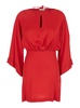 Pink Dress with Teardrop Opening on the Front and Drawstring with Adjustable Lace in Satin Woman