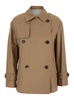 'Zeno' Beige Double-Breasted Trench Coat with Wide Collar in Cotton Blend Woman