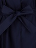 Long Blue Dress with Belt in Fabric Woman