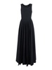 Black Long Sleeveless Dress with Draped Details in Cotton Woman