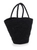 'Emilie' Black Tote Bag with Two Top Handles and Interwoven Design in Raphia Woman