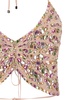 Pink Butterfly Cropped Top with Rhinestones in Viscose Woman