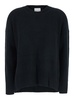 Black Crewneck Sweater with Dropped Shoulders in Cashmere Woman