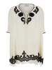 'Lalla' White Dress with Contrasting Details and Applied Beads in Fabric Woman