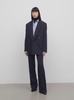 'Encore' Blue Pants with Front and Rear Pences in Wool Woman