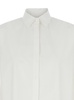 White Oversized Shirt with Classic Collar and Three-Quarter Sleeves in Cotton Woman