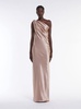 Beige Mono-Shoulder Long Dress in Satin Woman